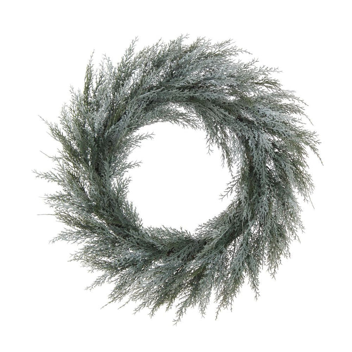 30" Flocked Cedar Wreath