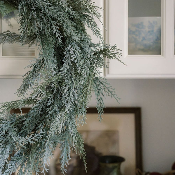 30" Flocked Cedar Wreath