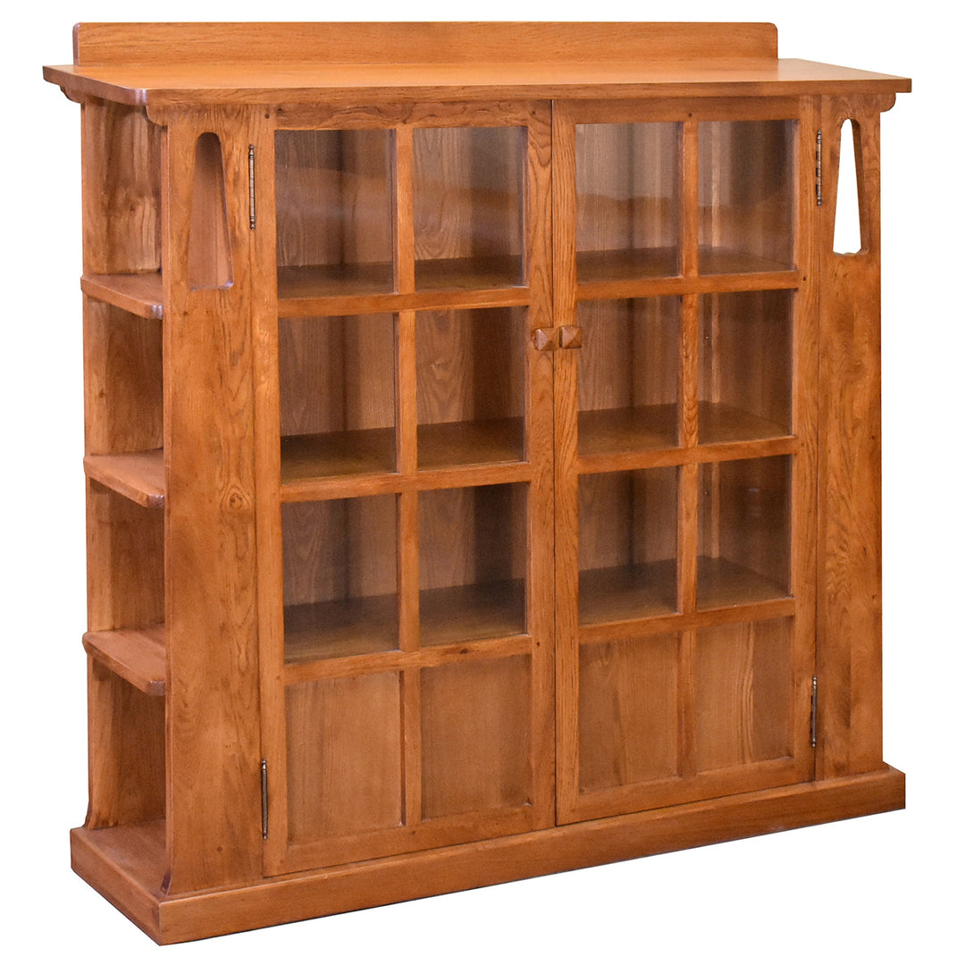 Mission Double Door Bookcase with Side Shelves - Michael&