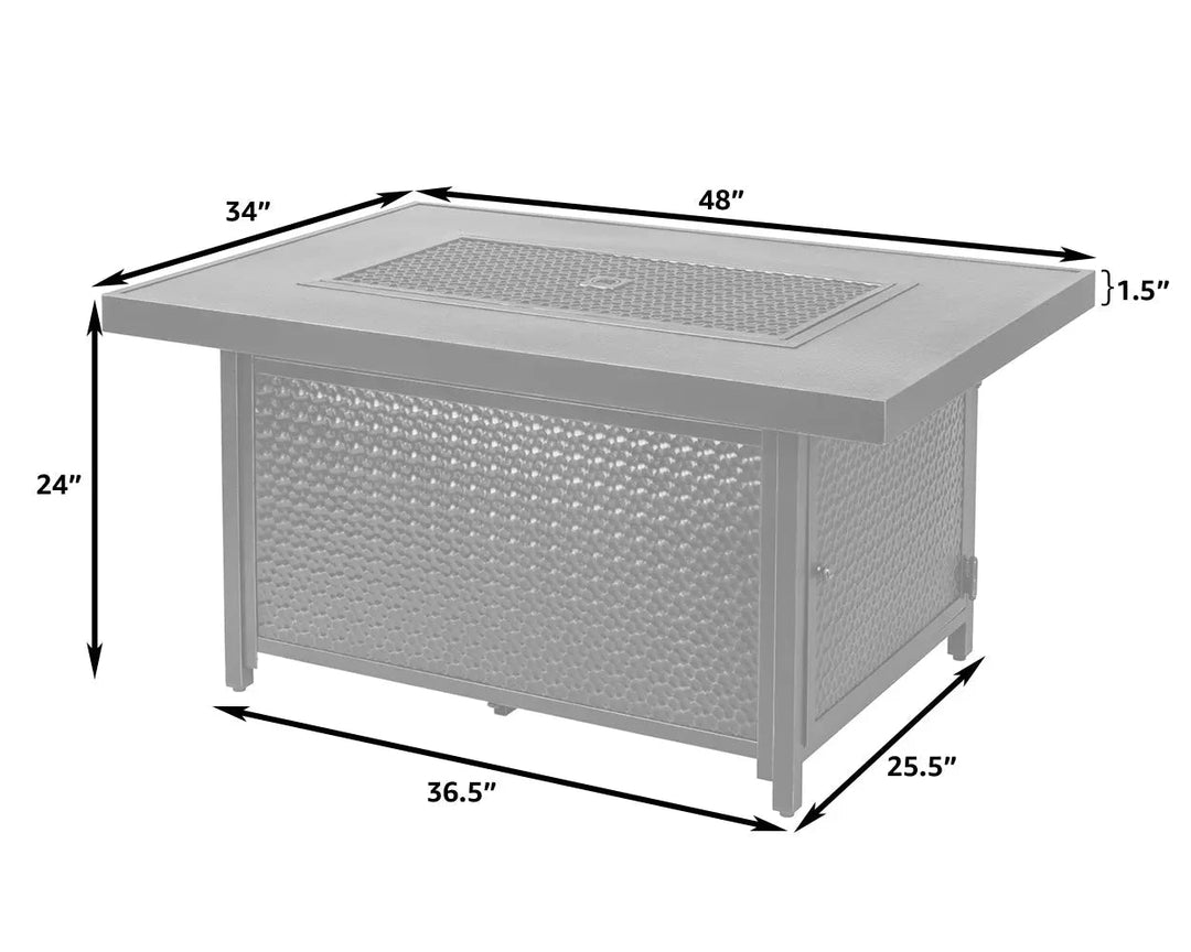 Weyland Rectangle Aluminum LPG Fire Pit