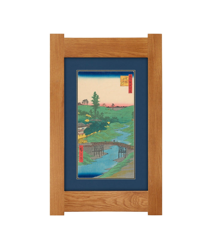 Arts &amp; Crafts Mission Oak Framed Art with Serene River Landscape Michael&