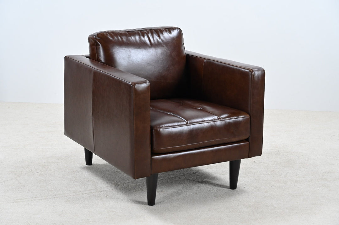 Philippe Top Grain Leather Arm Chair - Chocolate Brown
