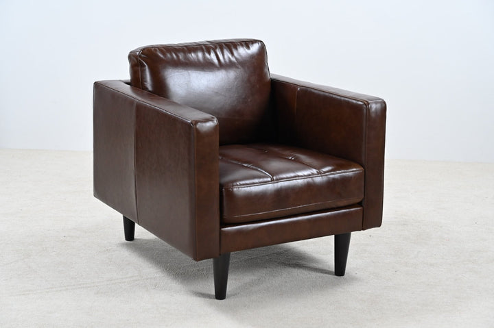 Philippe Top Grain Leather Arm Chair - Chocolate Brown