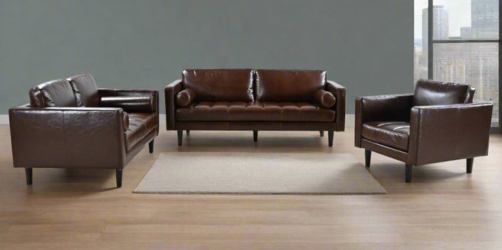 Philippe Top Grain Leather Arm Chair - Chocolate Brown