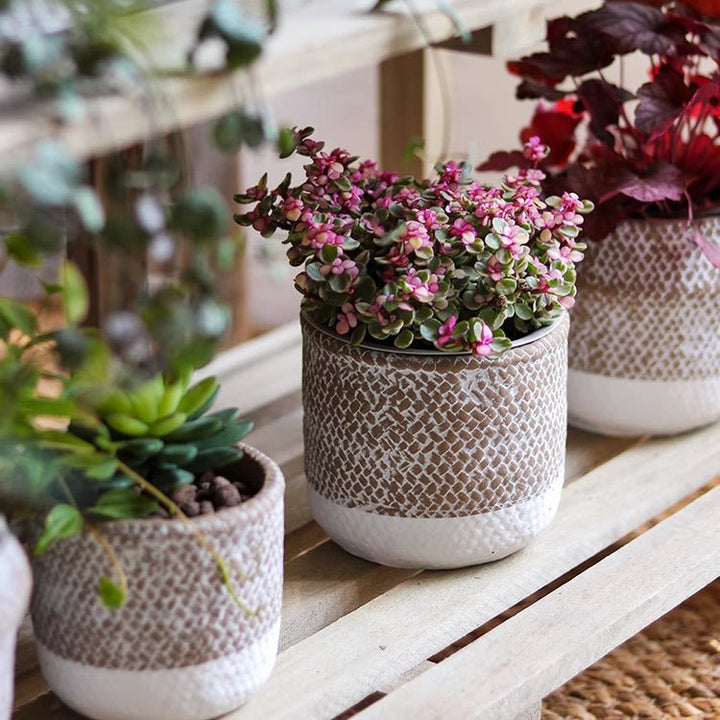 Boho Straw-Look Flower Planter