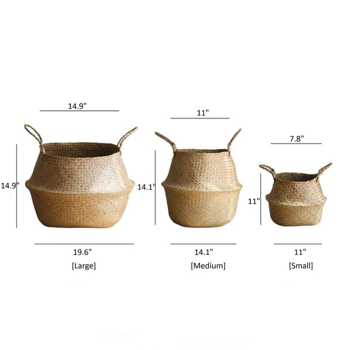 Foldable Seagrass Belly Basket with Handles