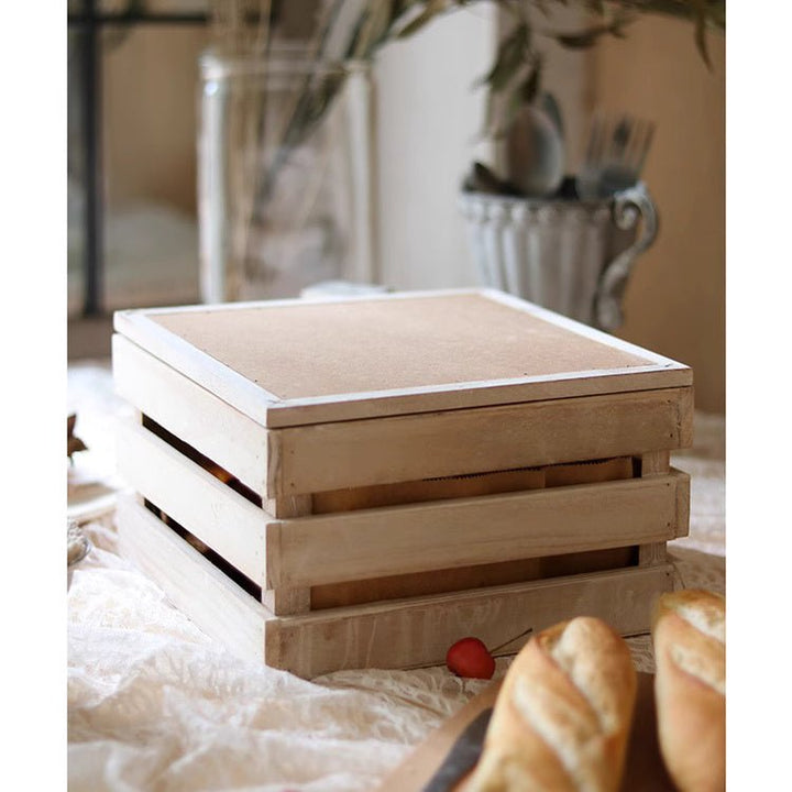 Rustic Wooden Storage Crate with Chalkboard Lid