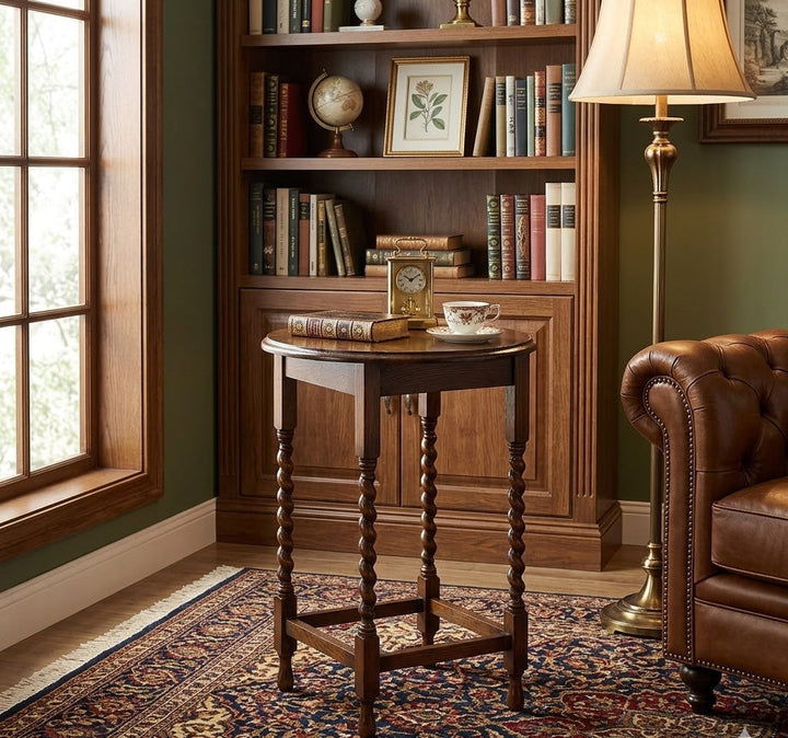 Mission Oak End Table With Barley Twist Legs