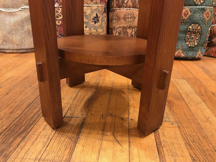 Mission Style Oak Round End Table - Michael&