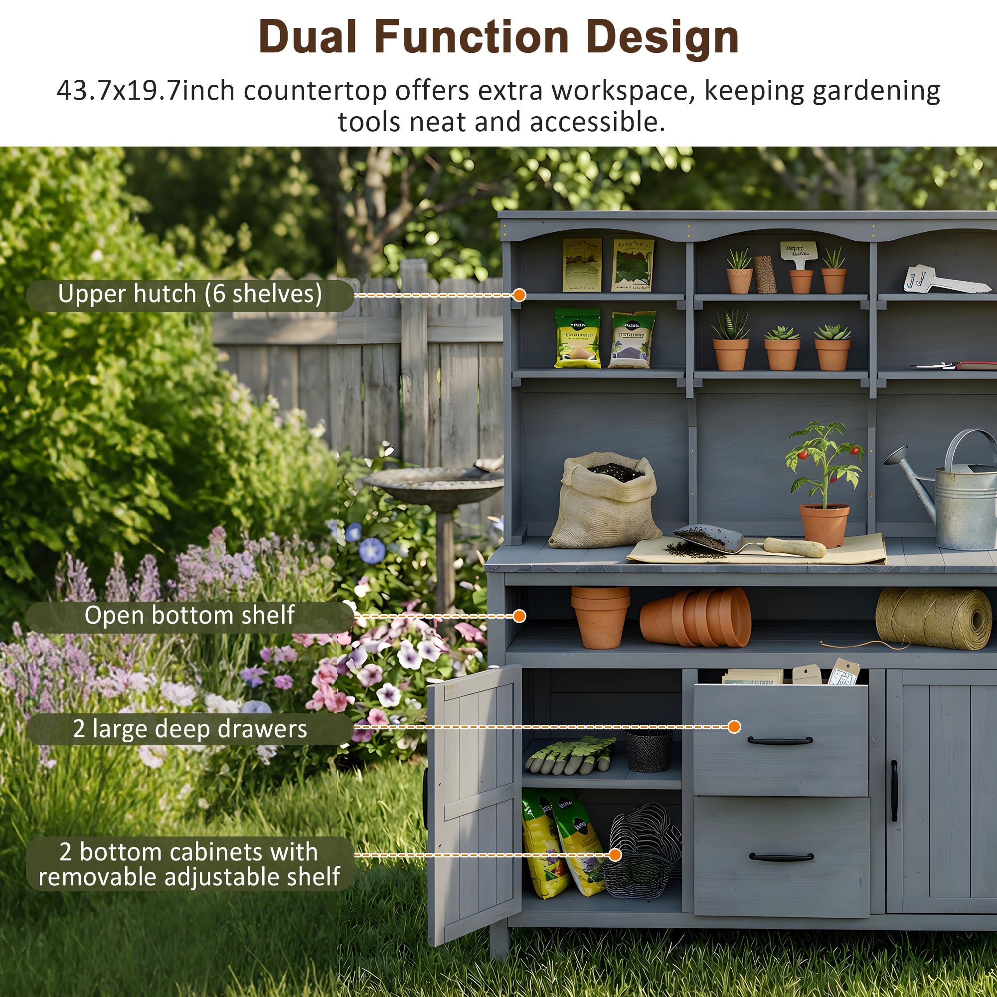 TOPMAX Large Fir Wood Potting Bench
