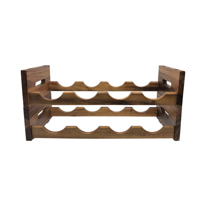 Acacia Wood Stackable 4-Bottle Wine Rack Space-Saving Modular Display