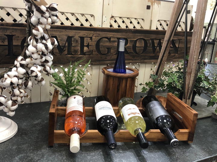 Acacia Wood Stackable 4-Bottle Wine Rack Space-Saving Modular Display