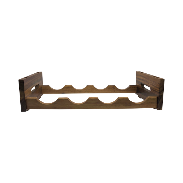 Acacia Wood Stackable 4-Bottle Wine Rack Space-Saving Modular Display
