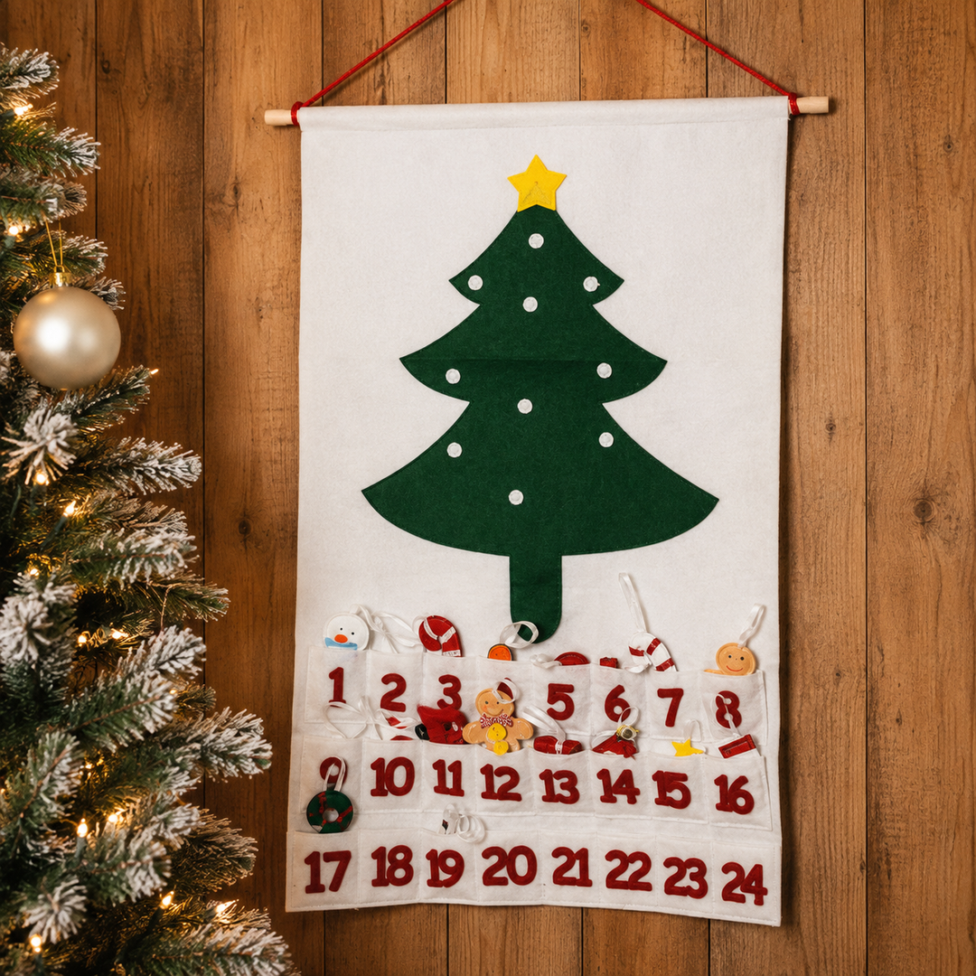 Felt Christmas Advent Calendar Reusable Holiday Countdown Decor Fun Holiday Gift