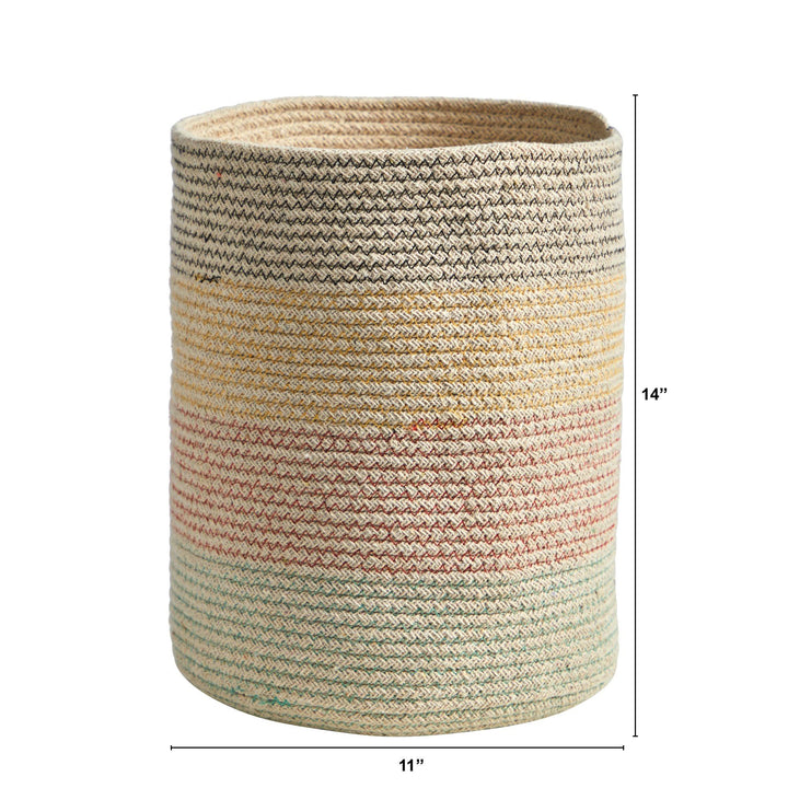 12” Handmade Natural Cotton Multicolored Woven  Planter