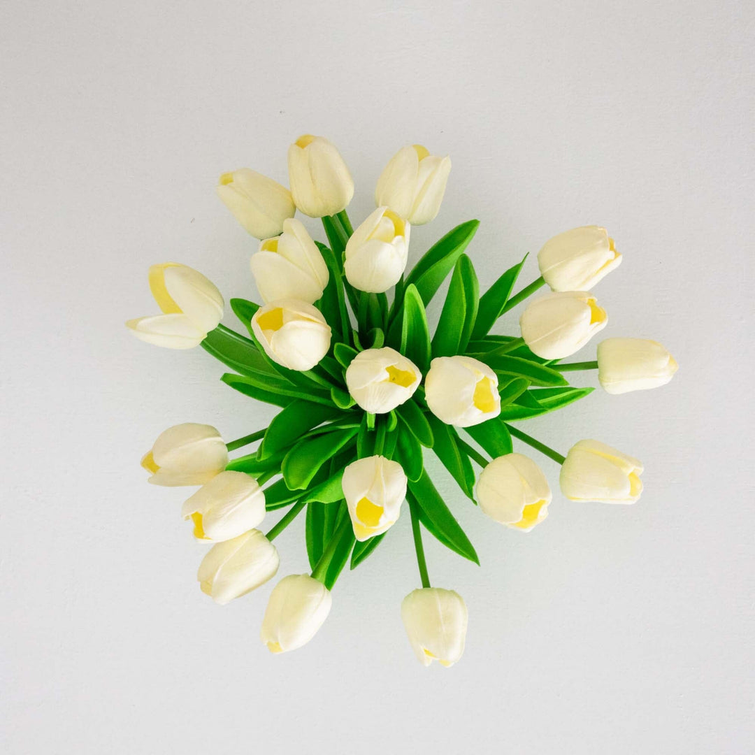 13” Artificial White Tulip Flower Bundle - Set of 20