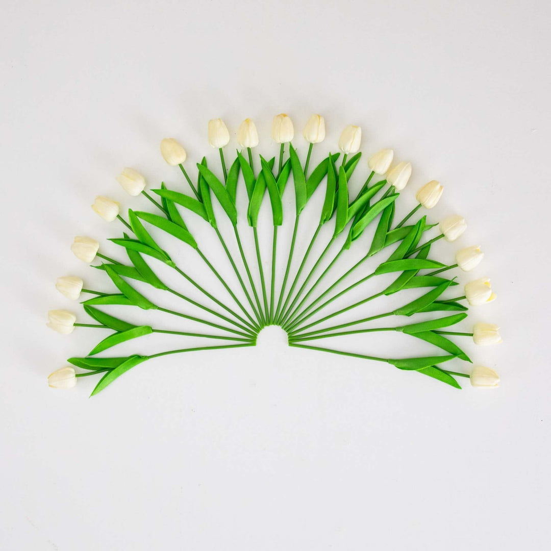 13” Artificial White Tulip Flower Bundle - Set of 20