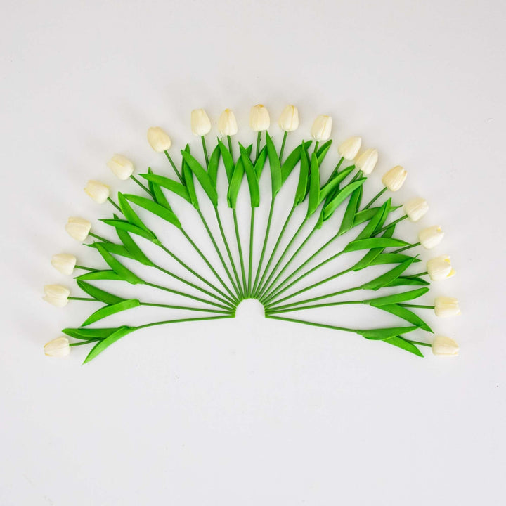 13” Artificial White Tulip Flower Bundle - Set of 20