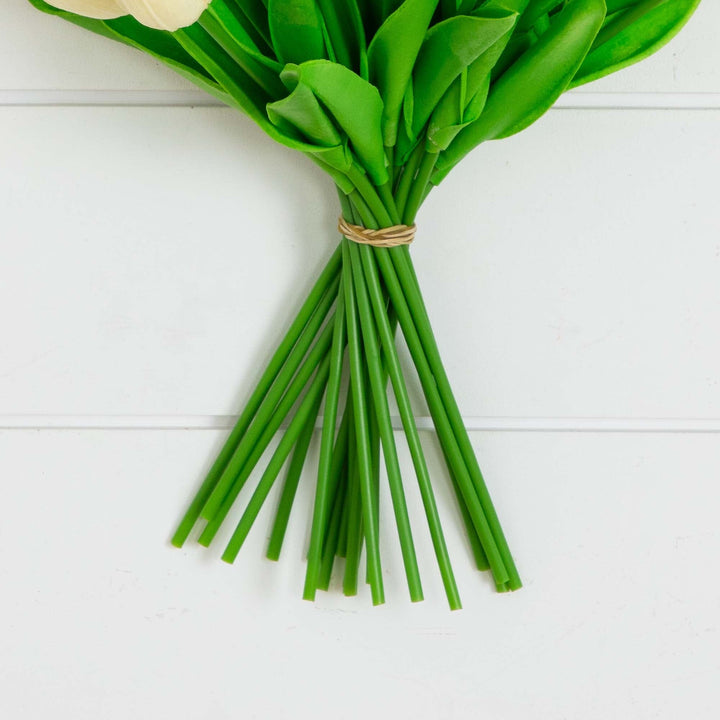 13” Artificial White Tulip Flower Bundle - Set of 20