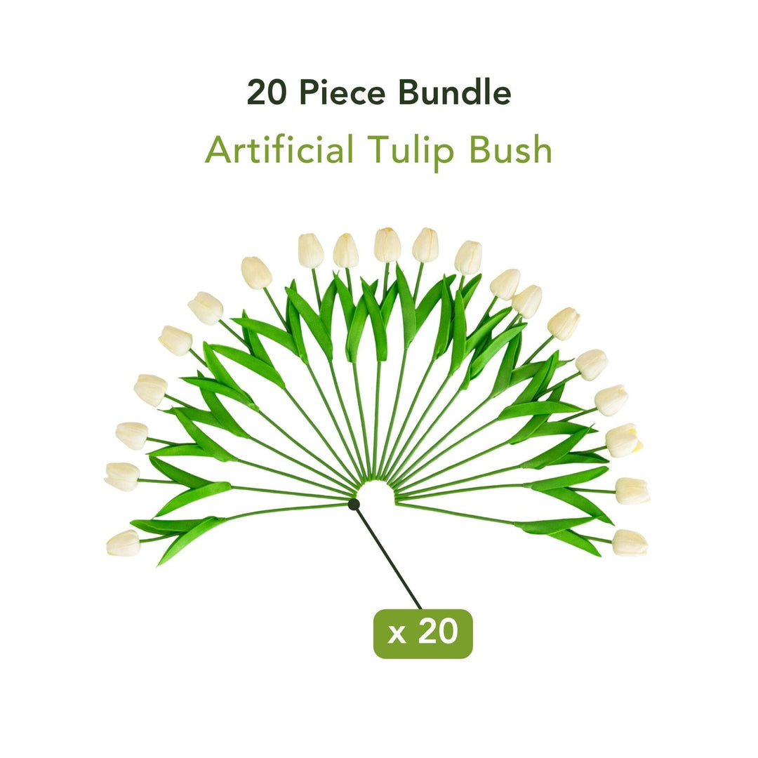 13” Artificial White Tulip Flower Bundle - Set of 20