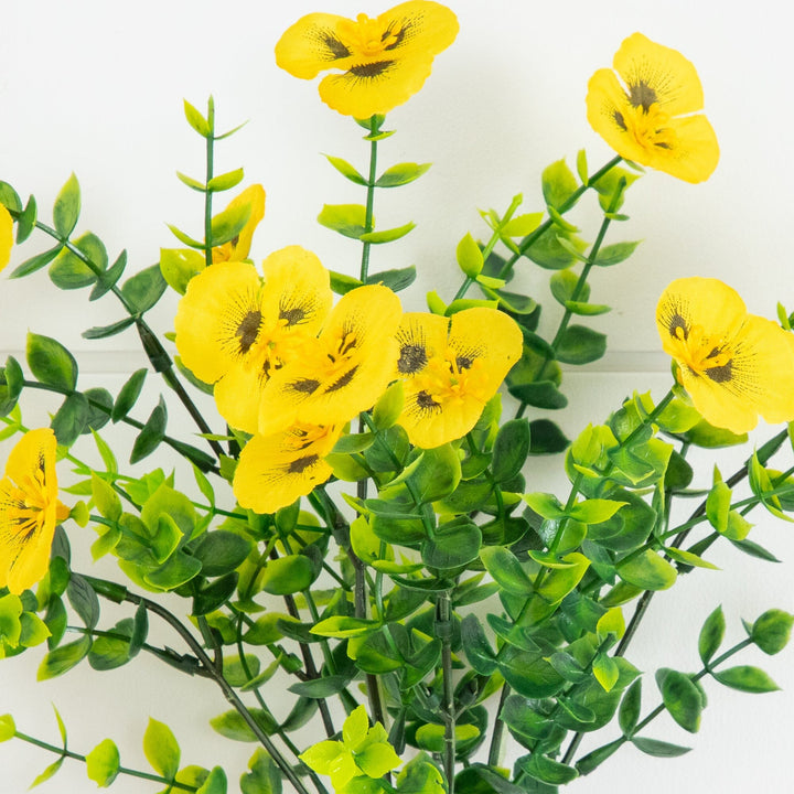 13in. UV Resistant Artificial Pansy Bush (Indoor/Outdoor) - Set of 12