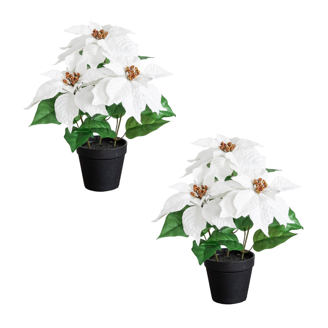 15" Artificial Poinsettia Plant - Set of 2