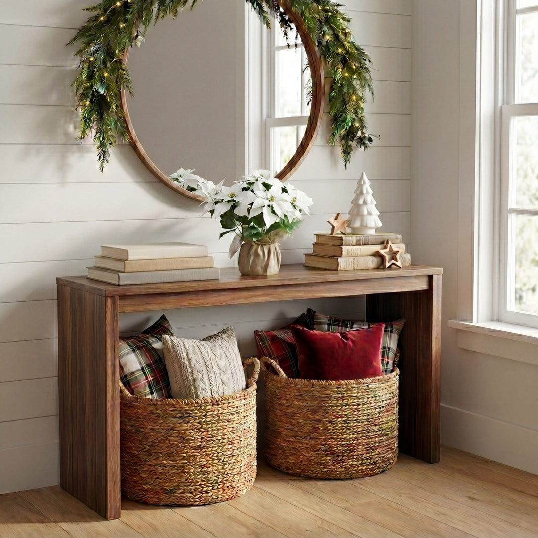 16" Artificial Poinsettia Arrangement in Burlap Planter