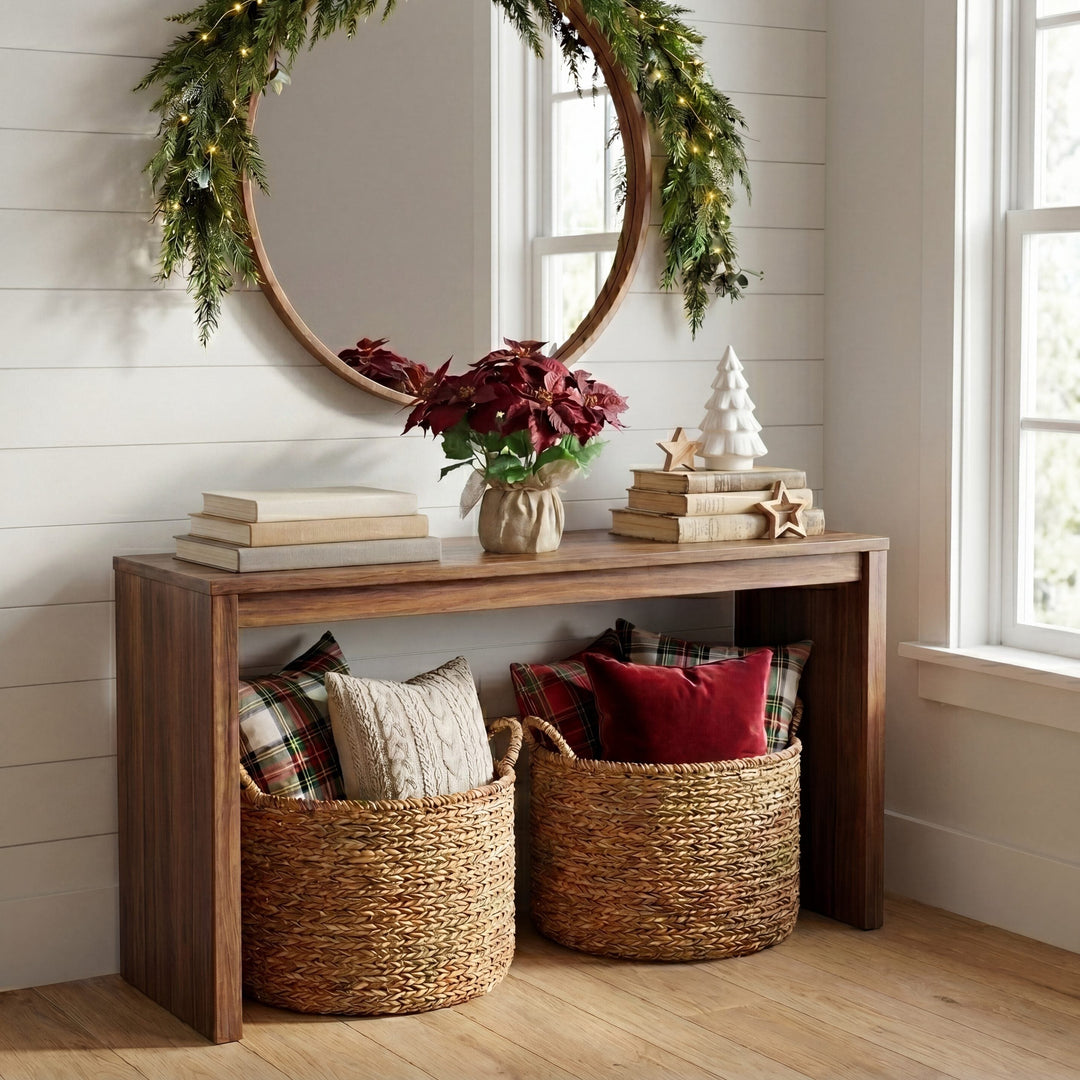16" Artificial Poinsettia Arrangement in Burlap Planter