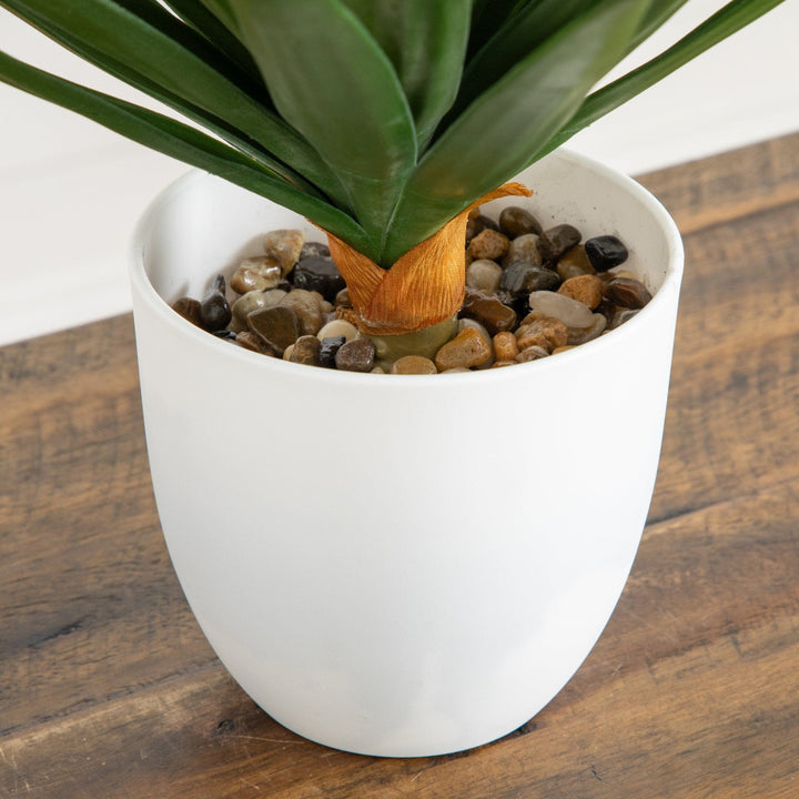 17” UV Resistant Artificial Agave Plant in White Planter (Indoor/Outdoor)
