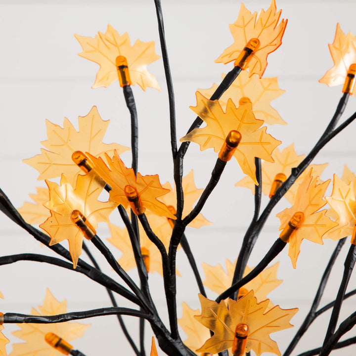 18" Pre-Lit Autumn Artificial Maple Fall Tree with 48 Warm White LED Maple Shaped Lights