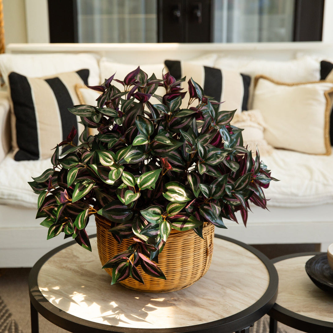 19" UV Resistant Artificial Wandering Jew Bush (Indoor/Outdoor)- Set of 3