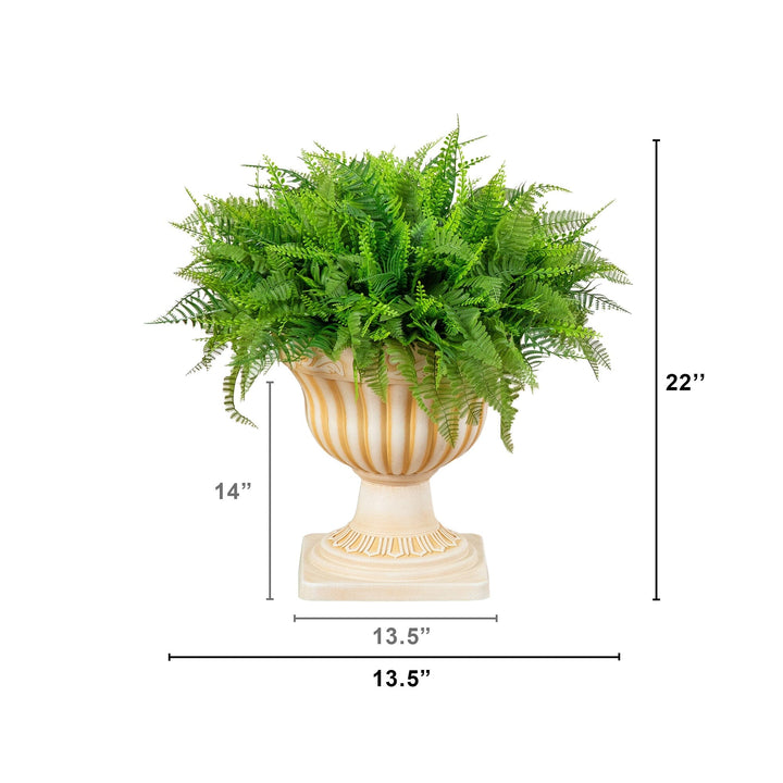 22” UV Resistant Artificial Fern in Decorative Urn Planter (Indoor/Outdoor)