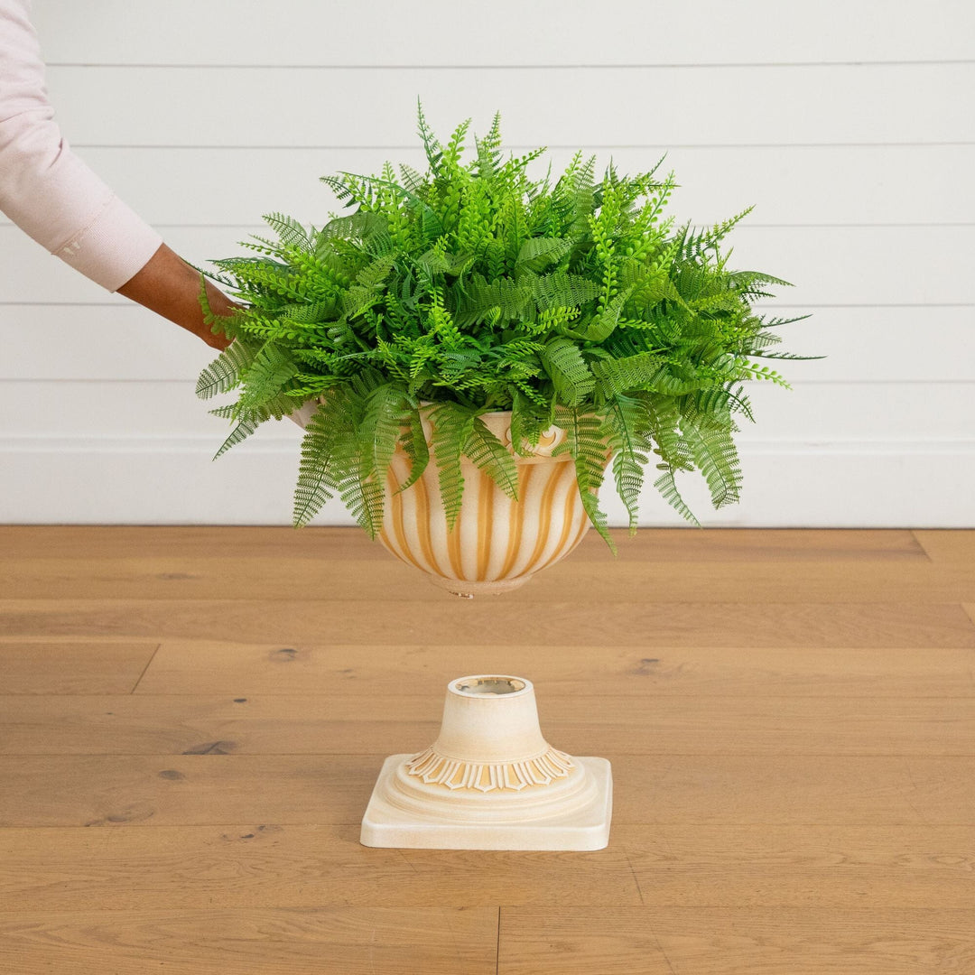 22” UV Resistant Artificial Fern in Decorative Urn Planter (Indoor/Outdoor)