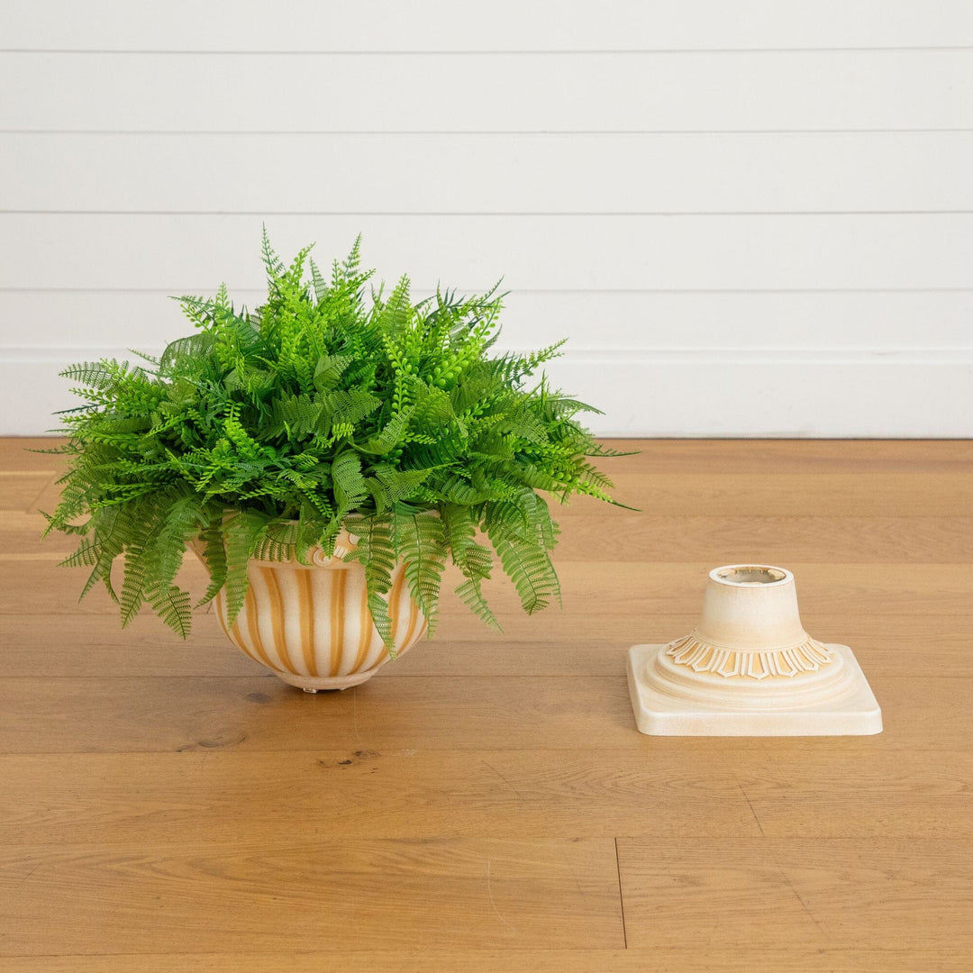 22” UV Resistant Artificial Fern in Decorative Urn Planter (Indoor/Outdoor)