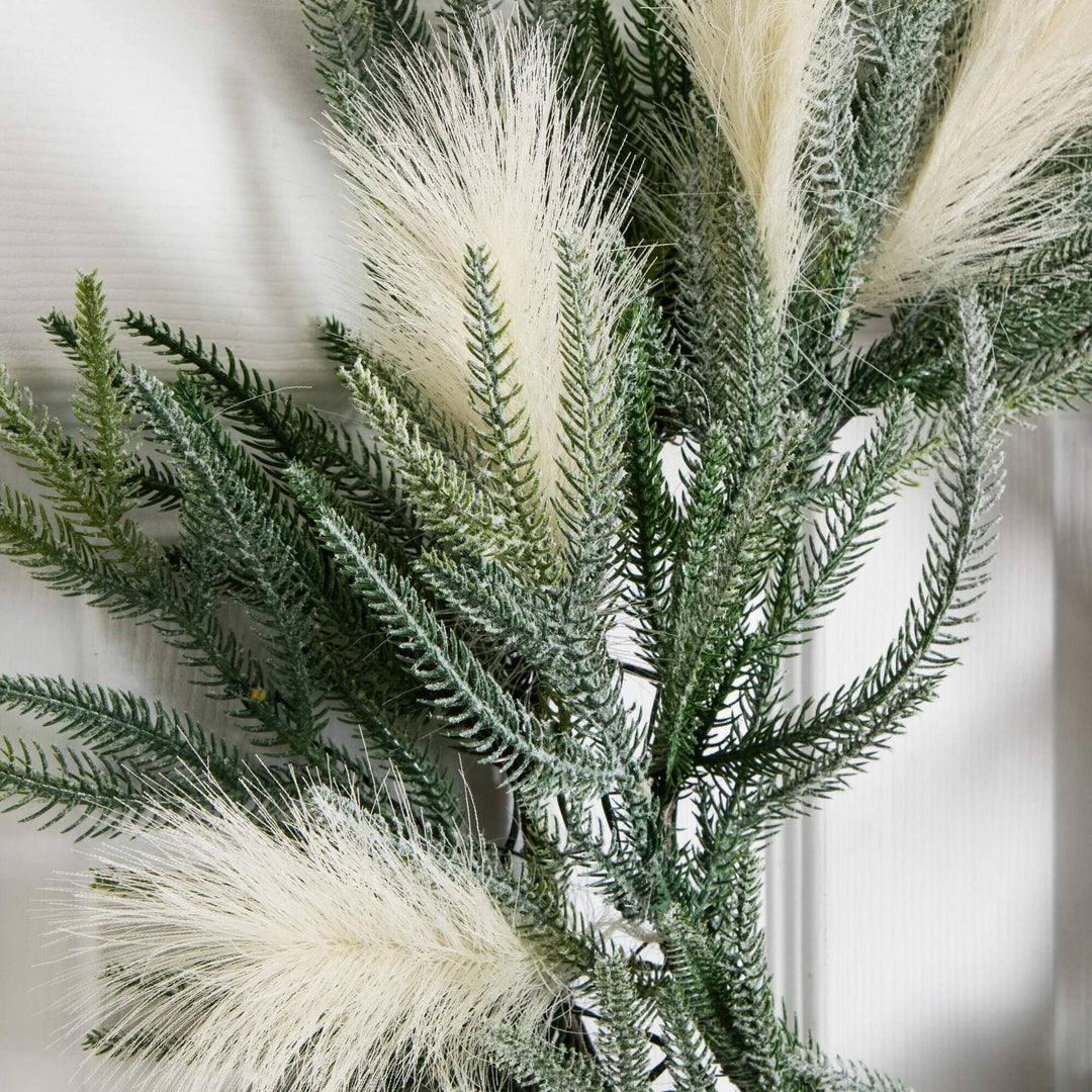 24" Artificial Balsam Fir Pine and Pampas Wreath with 50 Color Changing LED Lights
