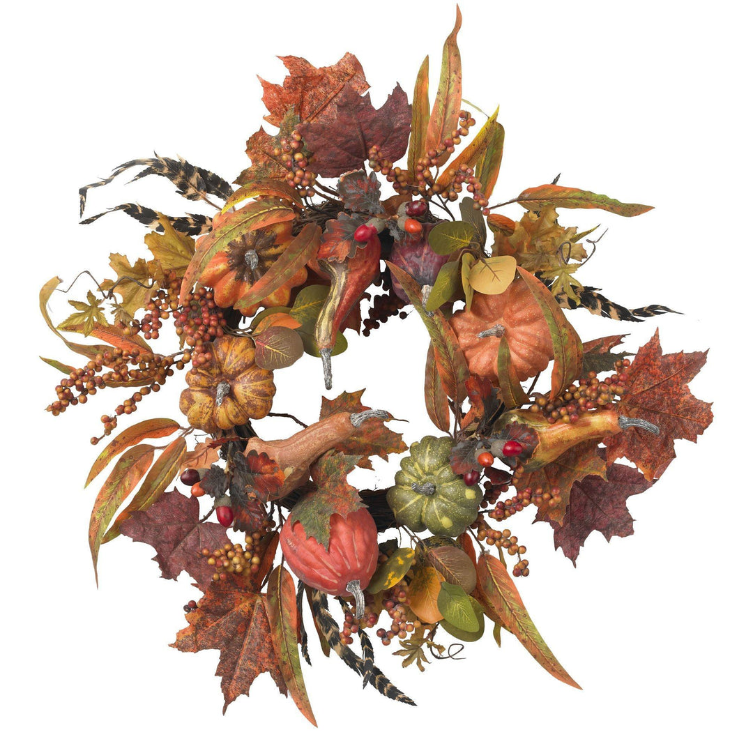 24" Pumpkin &amp; Berry Wreath