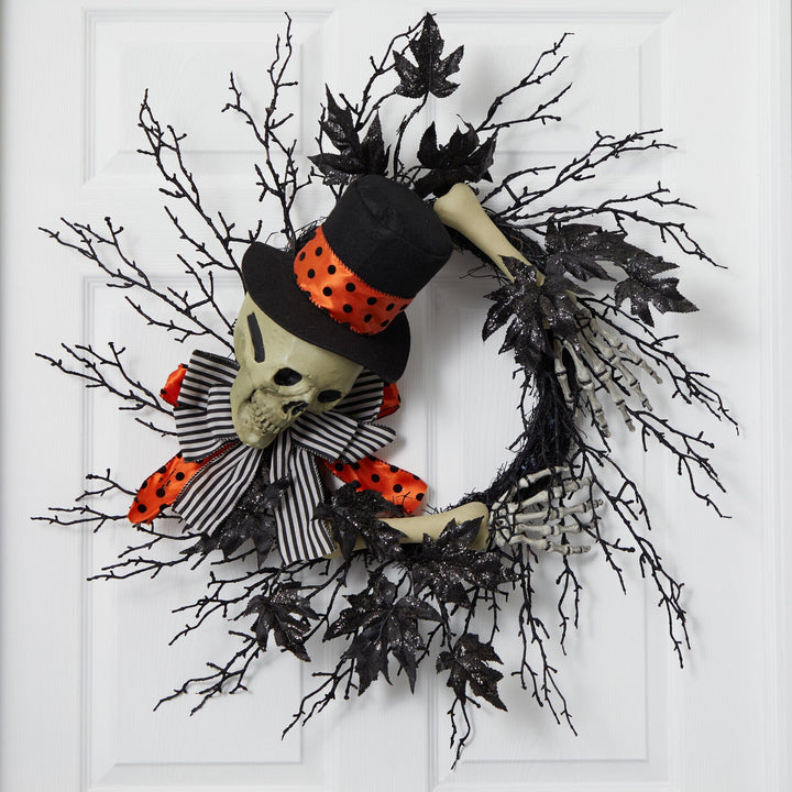 26" Halloween Dapper Skeleton Wreath