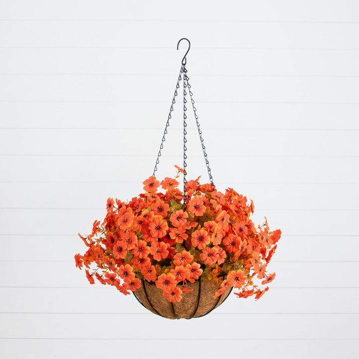 26" UV Resistant Autumn Artificial Daisy Fall Plant and Hanging Basket DIY Kit (Indoor/Outdoor)