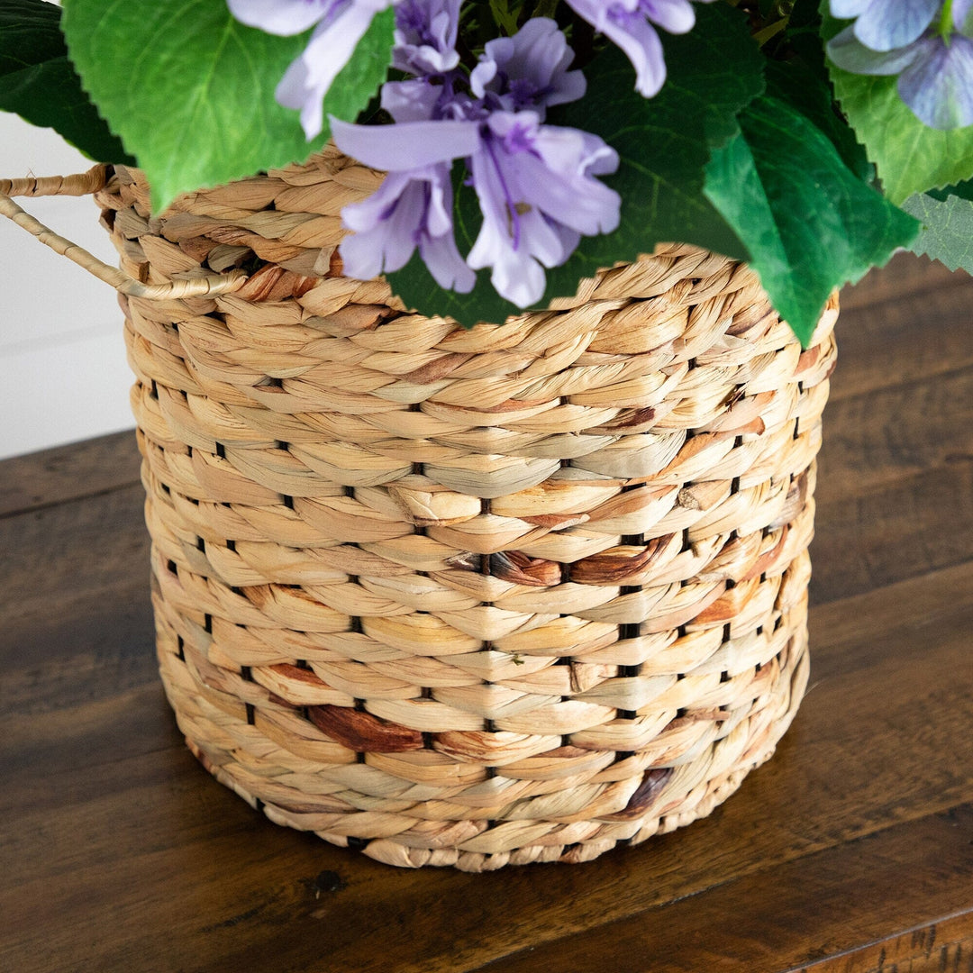31” Artificial Mixed Flower &amp; Hydrangea Arrangement in Hyacinth Weave Basket
