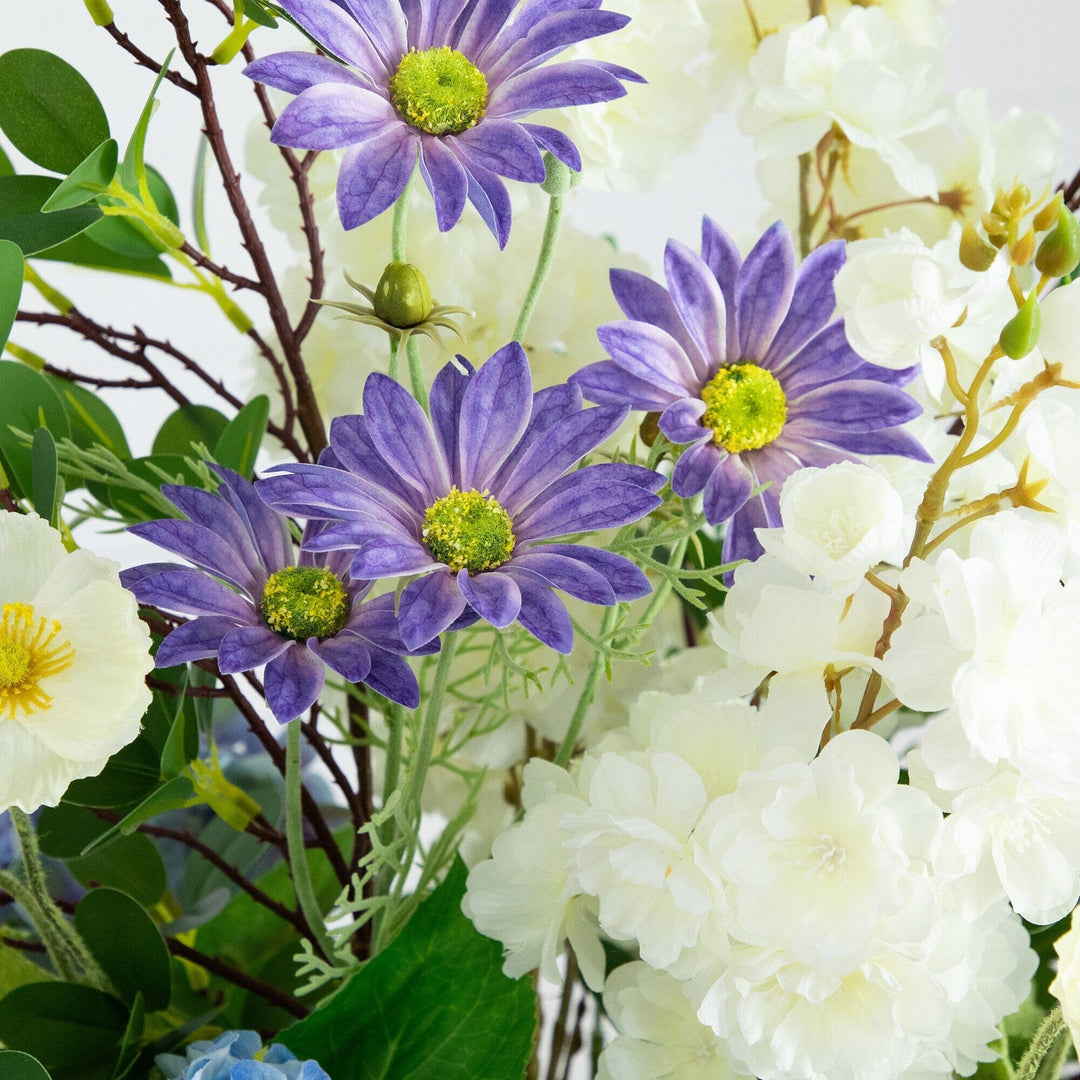 31” Artificial Mixed Flower &amp; Hydrangea Arrangement in Hyacinth Weave Basket