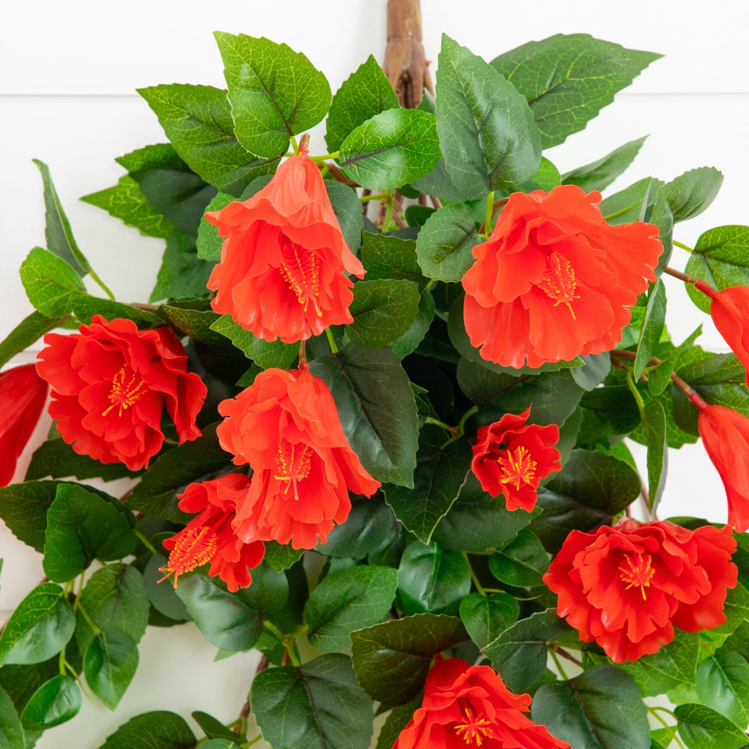 41" UV Resistant Artificial Hibiscus Hanging Plant (Indoor/Outdoor) - Set of 2