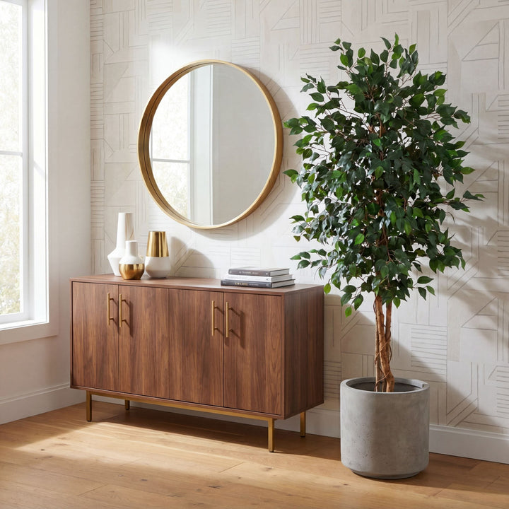 74” Artificial Triple Trunk Ficus Tree with Natural Trunk