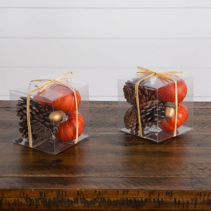 8-pc Artificial Autumn Harvest Assorted Fall Pumpkin Decor - Set of 2