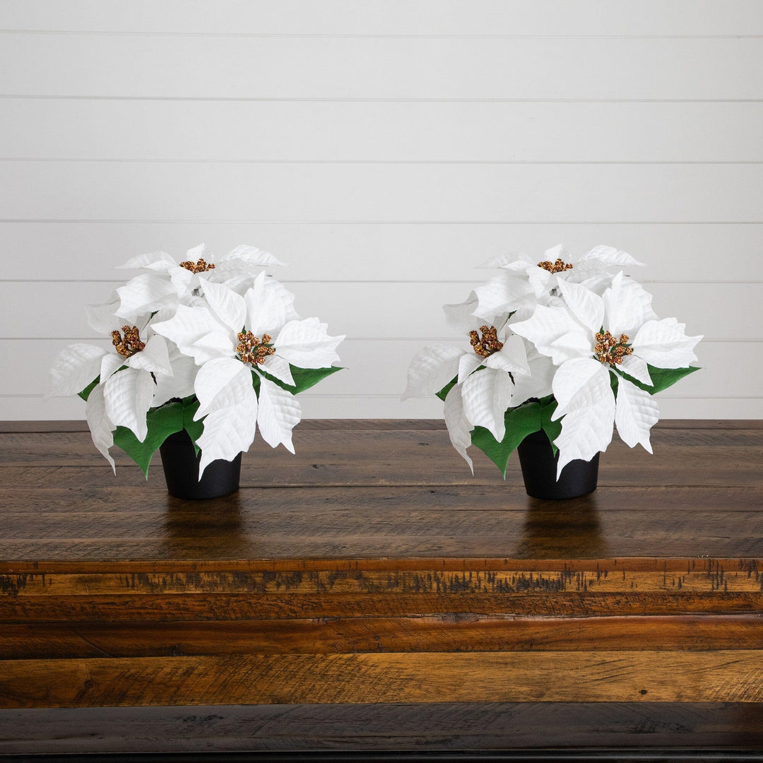 9" Artificial Poinsettia Plant - Set of 2