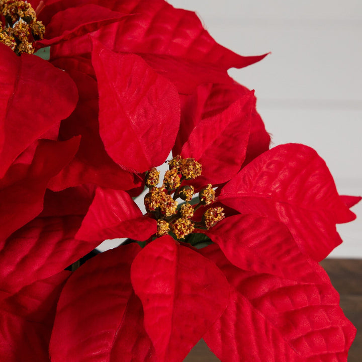 9" Artificial Poinsettia Plant - Set of 2
