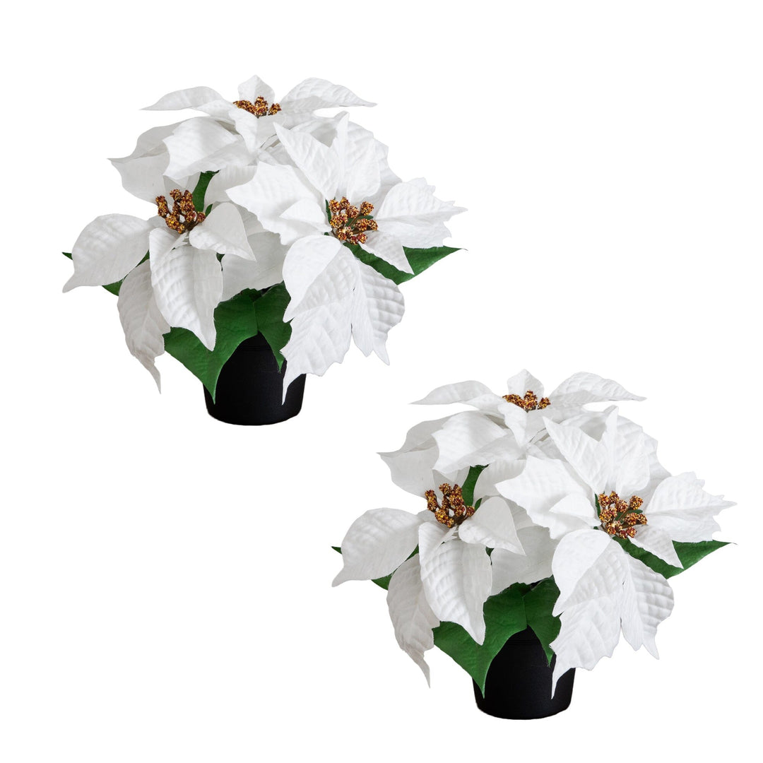 9" Artificial Poinsettia Plant - Set of 2