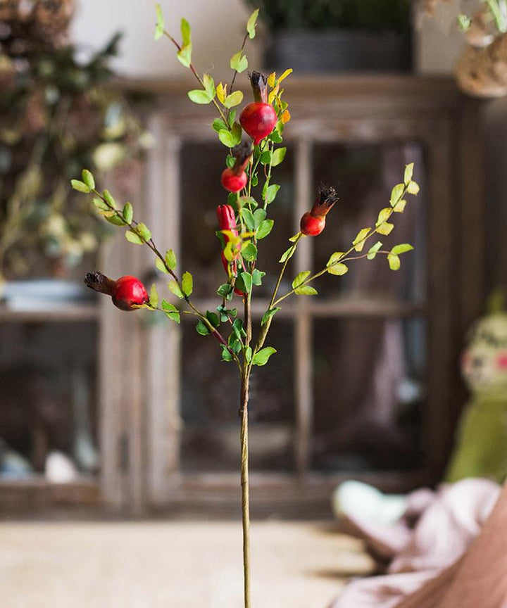 Artificial Fruit Small Pomegranate Fruit Stem 23" Tall