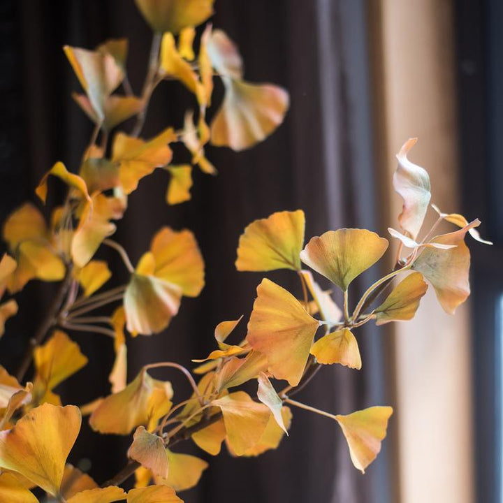 Artificial Ginkgo Stem in Yellow 37" Tall Faux