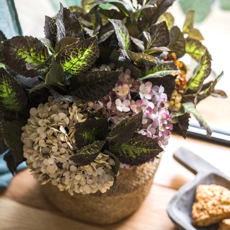 Artificial Hydrangea Leaf Stem 17" Tall