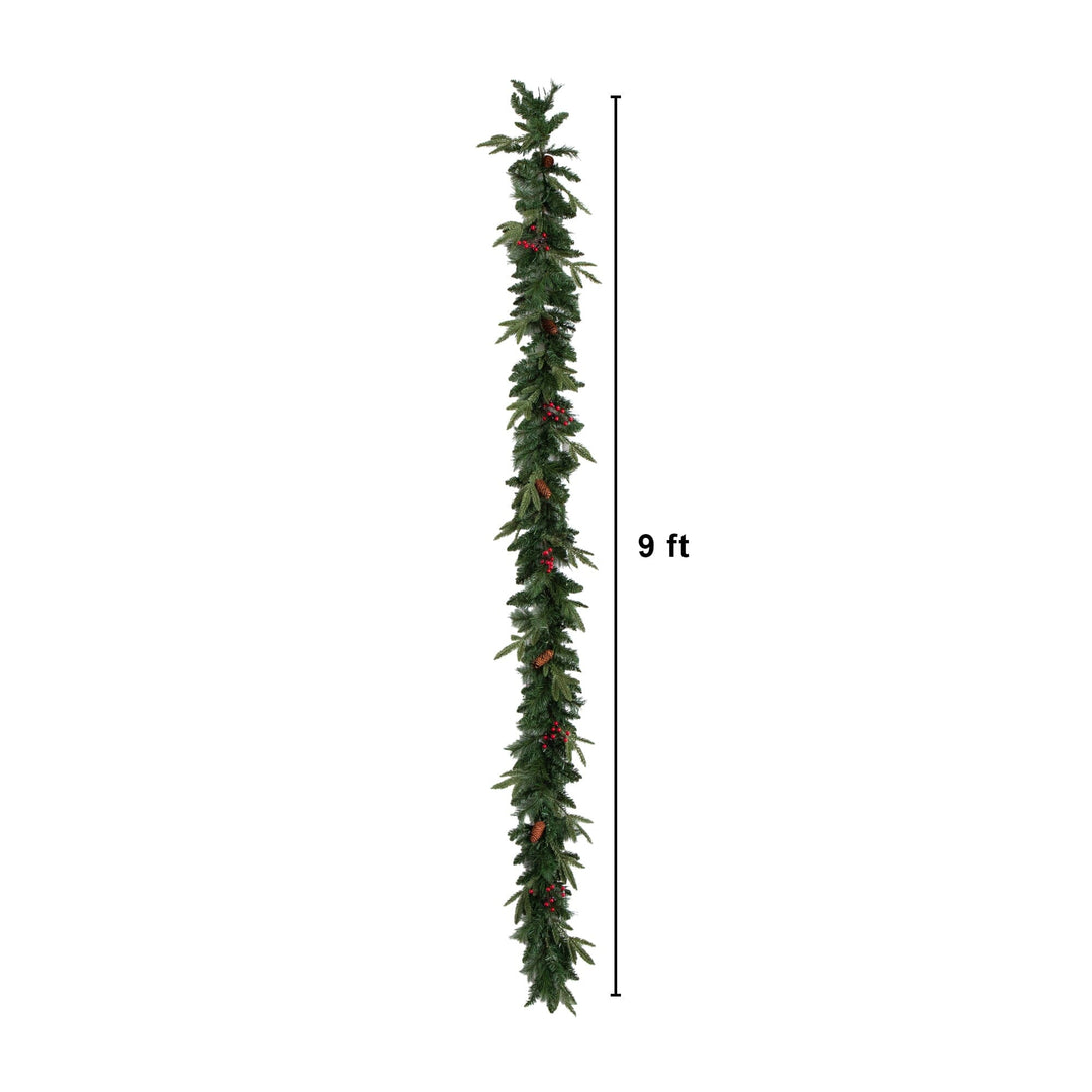 Pre-Lit Artificial Christmas Holiday 5 Piece Bundle with Pinecones &amp; Berries- Set of 2 5&